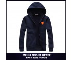 Mens Front Zipper Navy Blue Hoodie